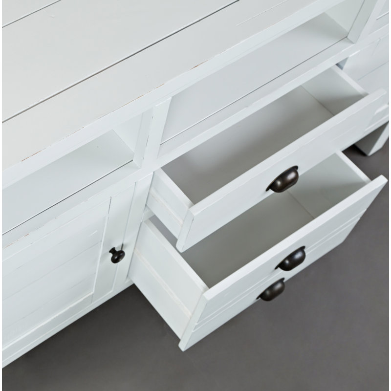 Meuble télé en bois massif pour téléviseur de 65 po ou moins Castile, Blanc patiné, 50"