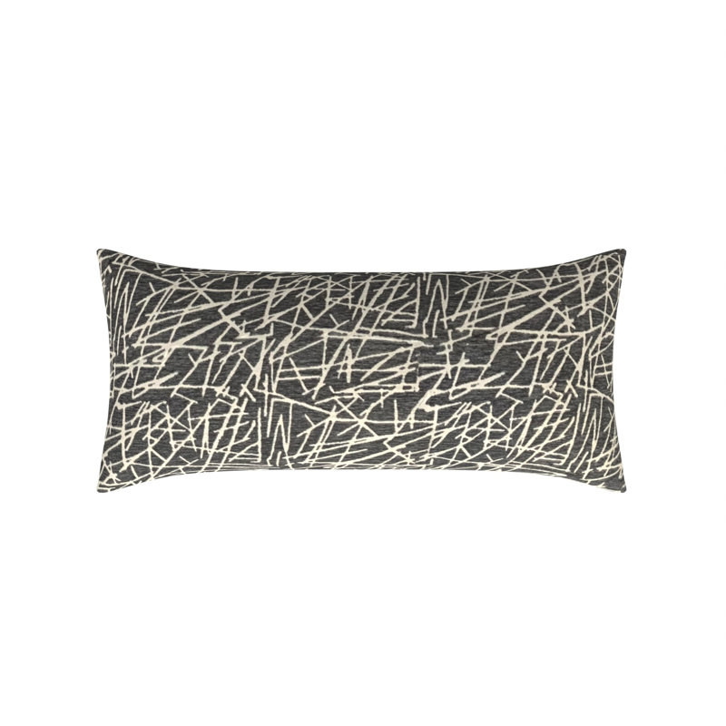 Coussin décoratif réversible en plumes abstraites, H 12 po x l 26 po, Gris