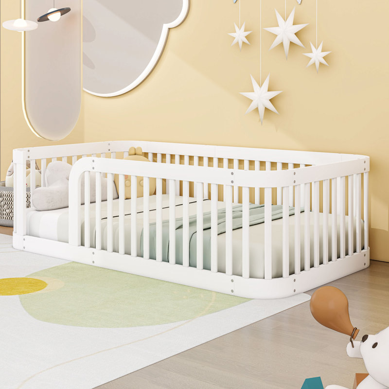 Twin Wooden Floor Platform Bed, White