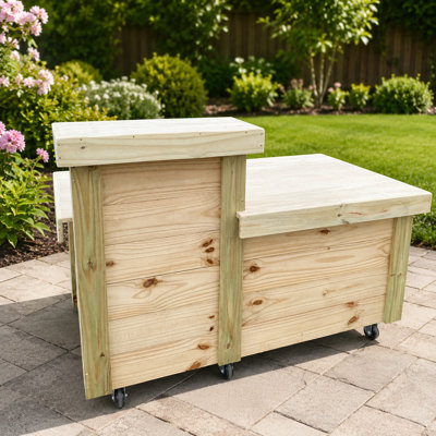 Chariot mobile en bois 5 pi x 30 po avec roulettes et finition en bois naturel