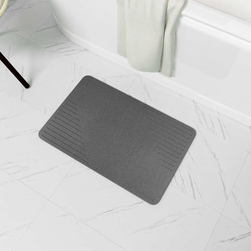 15,35 po X 23,62 po Tapis de bain en pierre, tapis de bain en terre de diatomées à séchage rapide, Gris foncé
