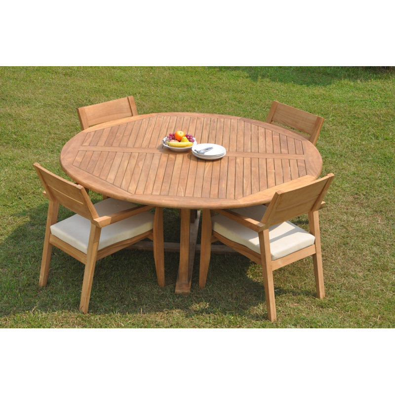 Sansome Outdoor - Piece Teak Dining Set, 30.5" H x 60" W, 4