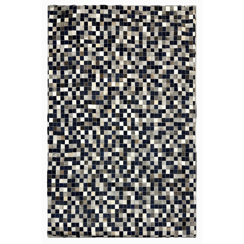 Tapis en cuir de vache Juwairia, Rectangle 7 pi 6 po x 9 pi 6 po