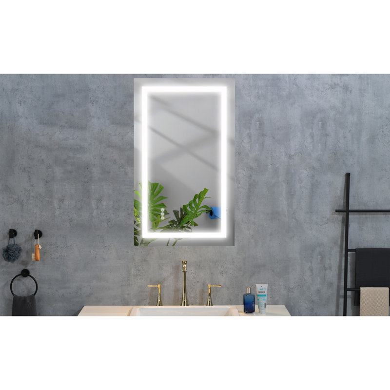 Miroir de salle de bain à DEL à intensité variable de 36 po x 24 po avec fonction de brouillard, 3 options de couleurs, pour le maquillage, les soins de la peau, le rasage et les vêtements