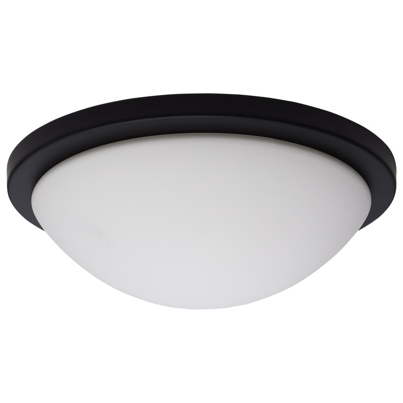 Glass LED Flush Mount, 4" H x 13" W x 13" D, Matte Black