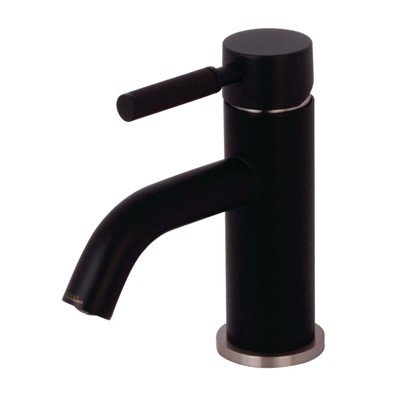 Kingston Brass Kaiser Single-Handle 1-Hole Deck Mount Bathroom Faucet with Push Pop-Up, Matte Black/Brushed Nickel