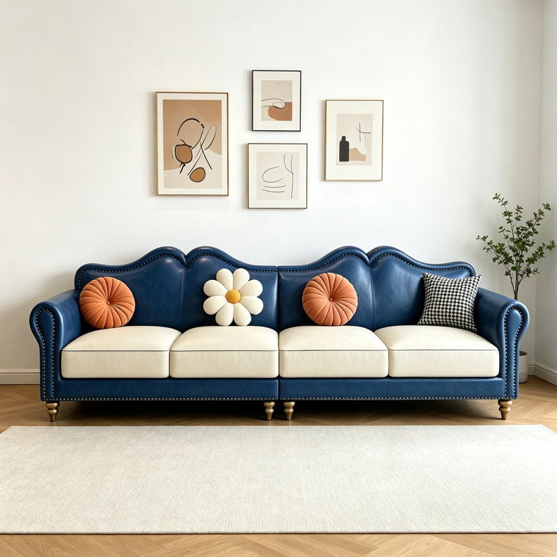 Canapé bleu clair de luxe de style américain, 110.24" W