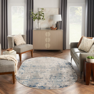 Addie Abstract Modern Machine Woven Area Rug in Beige/Gray