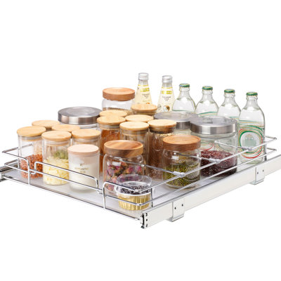 Heavy Duty Slide Out Pantry Shelf, Pull Cabinet Storage, Quiet And Smooth Operation, High - Grade Metal Organizer, Install Size, Noiseless Steel Frame