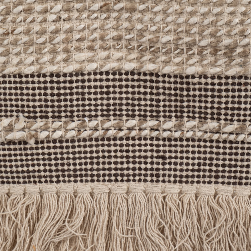 Boho Canvas Wall Hanging with Woven Cotton and Polyester Canvas Accents on Wooden Rod for Textured Layered Look