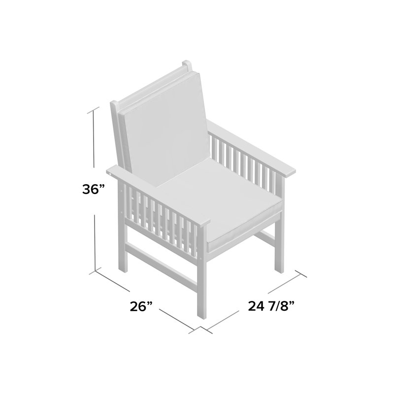 Chaise de patio en bois franc avec coussins Estherville