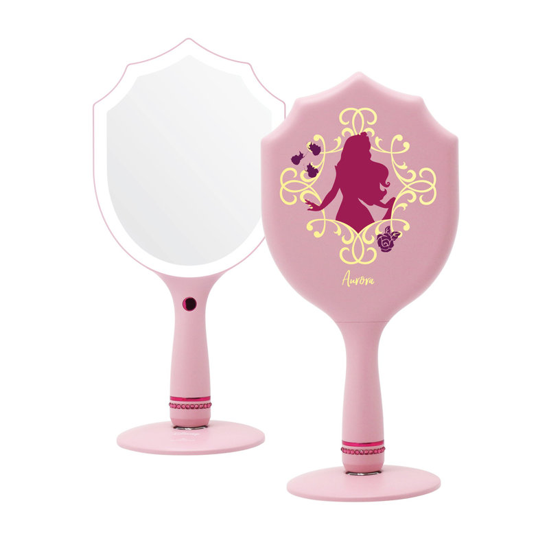 Disney Princess Handheld Lighted Makeup Mirror, Makeup Vanity Mirrors with Standing Base, Aurora