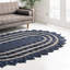 Tapis oriental bleu en jute tissé à la machine Mateus-845331421