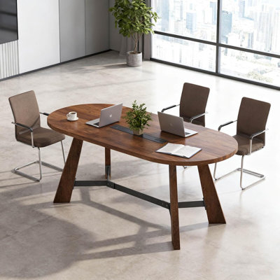 Space-Saving Small Conference Table - Modern Minimalist Style, 4-8 Seats, Usable as Home Study Desk by Orren Ellis