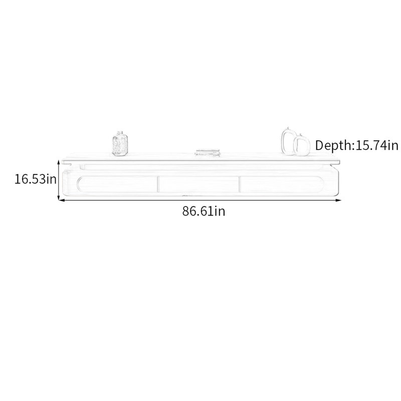 Meuble télé Minimalist Storage, H 16,53 po x L 86,61 po x l 15,74 po