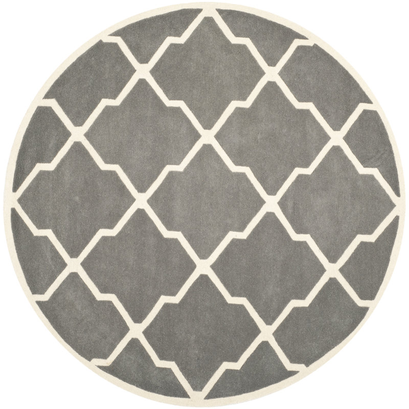 Carolene Hand Tufted Wool Geometric Rug, Round 7'