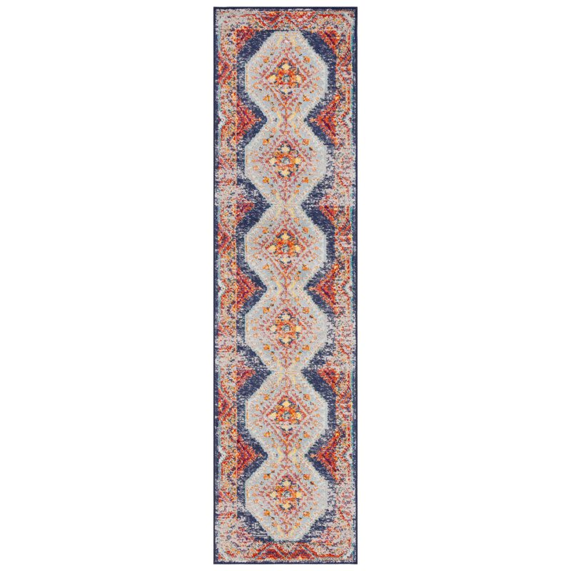 Tapis en coton / polyester / polypropylène tissé à plat Southwestern, Tapis de couloir 2 pi 2 po x 8 pi