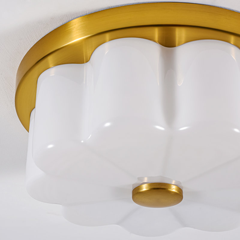 Plafonnier encastré 1 lumière DEL en verre brossé doré à intensité variable
