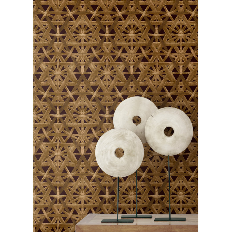 Tommy Bahama Rattan Lattice Peel And Stick Wallpaper Roll, Pecan