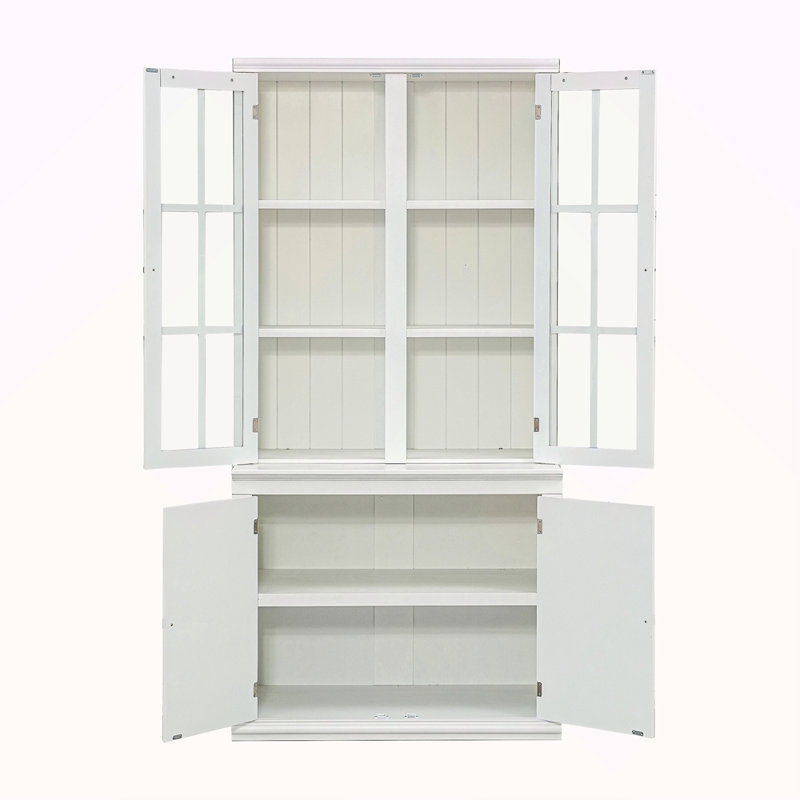 Ensemble de deux garde-manger à double porte vitrée de 75,25 po de hauteur, armoire à bahut de style traditionnel, armoire vitrée, pour couloirs de salon, de cuisine, de bureau, de maison, de studio ou d'espace de travail