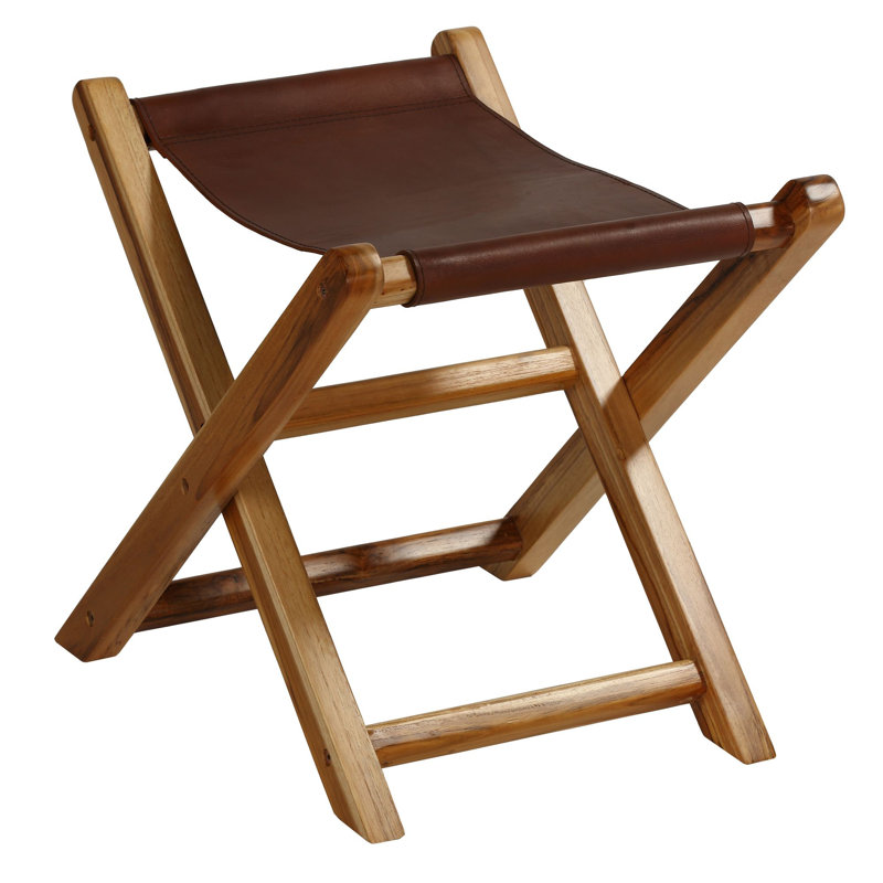 Tabouret pliant en bois de teck brun Vukasin