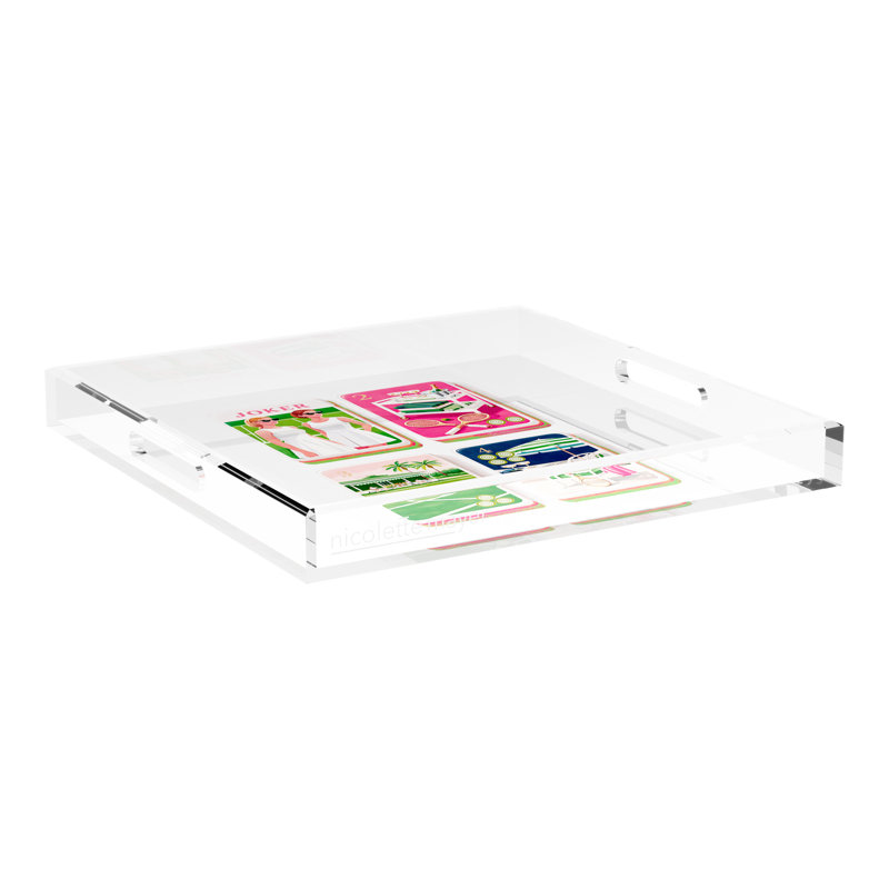 Mahjong Acrylic Decorative Tray, 18"W x 18"D x 2"H