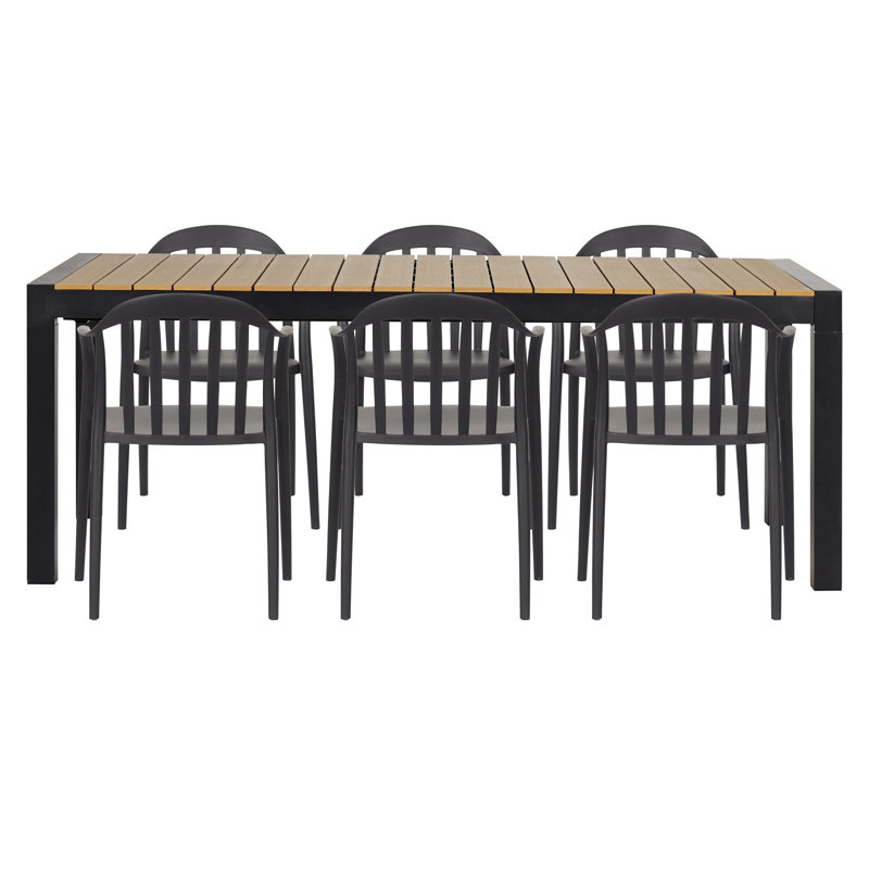 Mansell 6 - Person Patio Dining Set Extendable Rectangular Table, Light Brown
