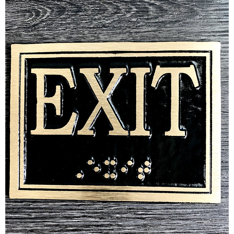 Contemporary Exit Sign, Black/Gold