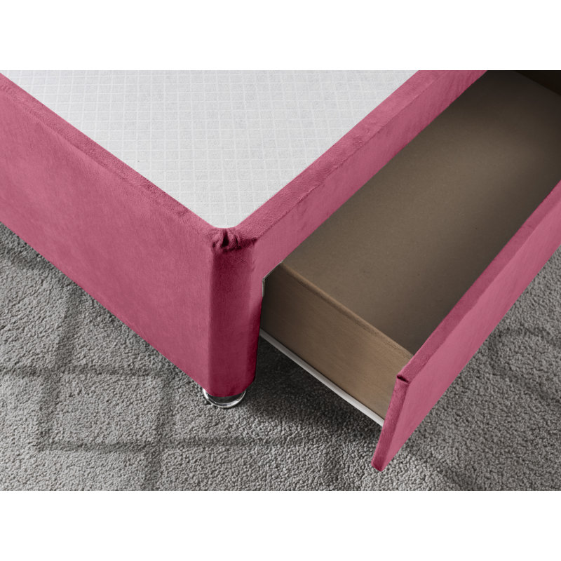 Plush Divan Bed Base, Maroon, 4 Drawers, Super King (6')