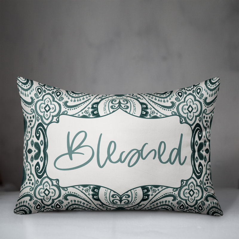 Paisley Outdoor Reversible Throw Pillow, Teal