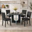 Ensemble de table de salle à manger moderne en bois massif 5 pièces pour 4 personnes, ensemble de table de cuisine avec 4 chaises rembourrées-1485471909