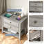 Ensemble de commode de chambre 2 pièces - commode 6 tiroirs et table de chevet 2 tiroirs l 26,7 "avec station de charge et tablette ouverte, gris délavé