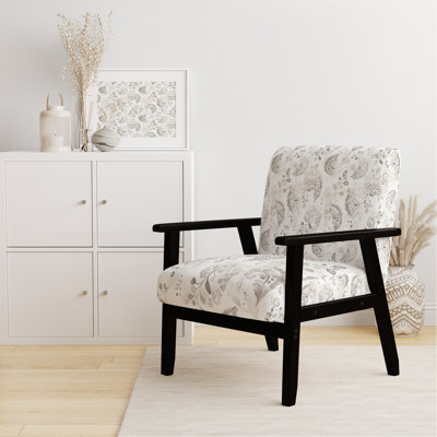 Chaise d'appoint moderne - fauteuil gris à motif cachemire floral