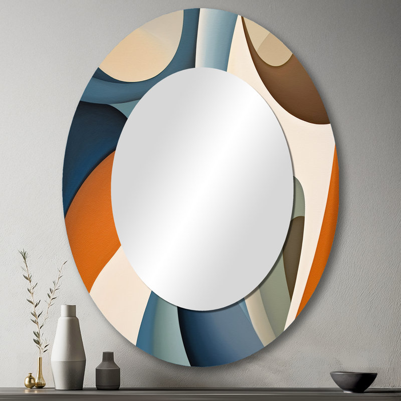 Miroir mural bleu moderne orange symétrique Visions, 43 po x 33 po