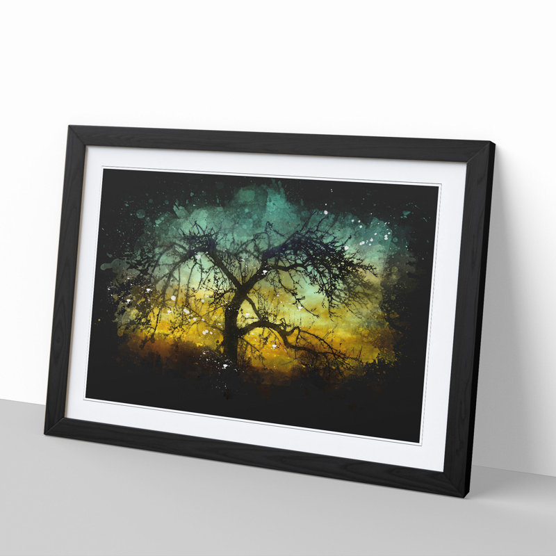 Tree at Sunset Vol.4 - Picture Frame Graphic Art, 36cm H x 48cm W x 2cm D, Black
