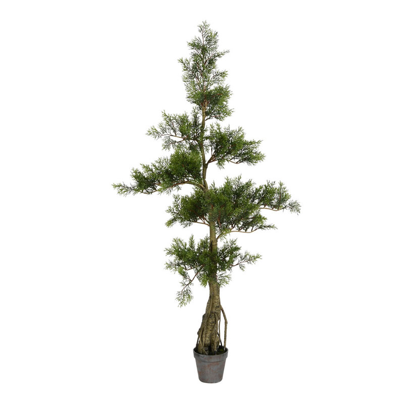 Cèdre artificiel en pot, H 48 po x l 24 po x P 24 po