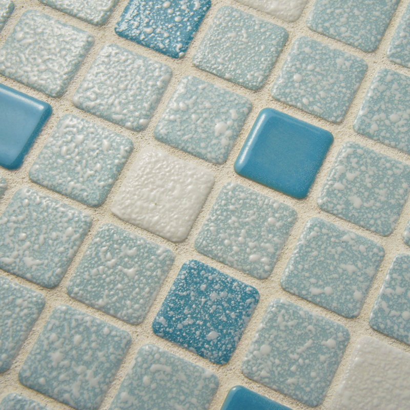 Crystalline Square 1.1" x 1.1" Porcelain Grid Mosaic Wall & Floor Tile, Blue/White