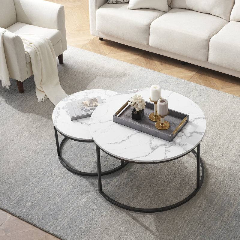 2 tables gigognes Enid, Blanc, Noir vif
