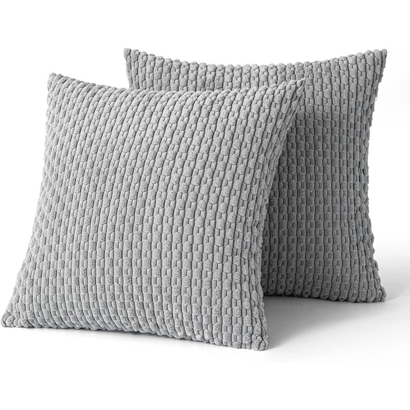 Housse de coussin Cozy 2 pièces, 20 po x 20 po, Gris clair