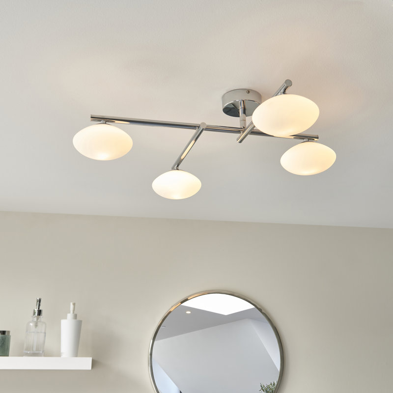 Myakka Glass Semi Flush Mount, Matt Opal, Chrome