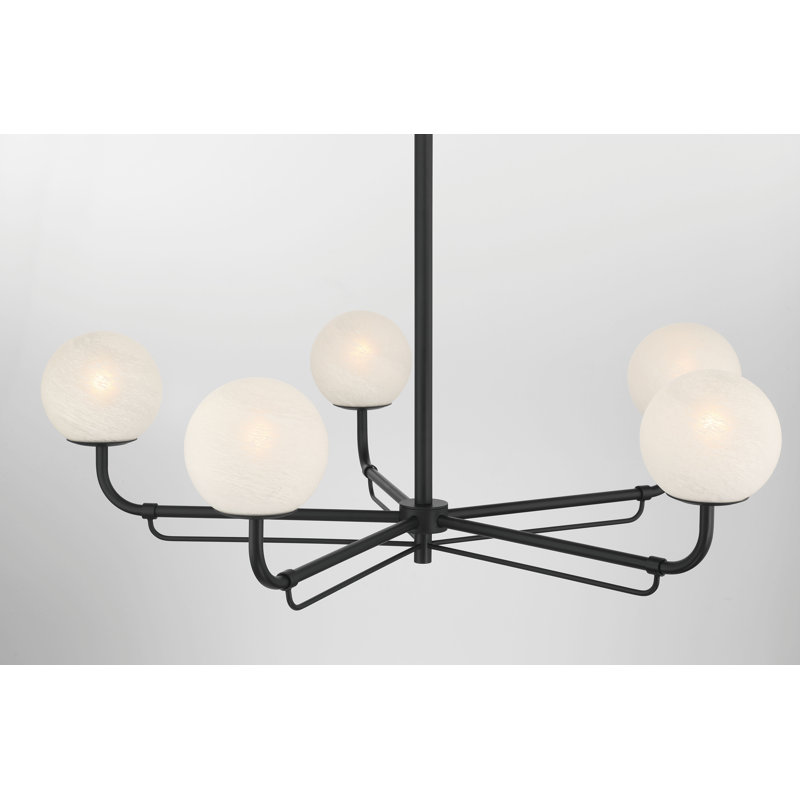 5 LIGHT CHANDELIER, Dark Matte Black