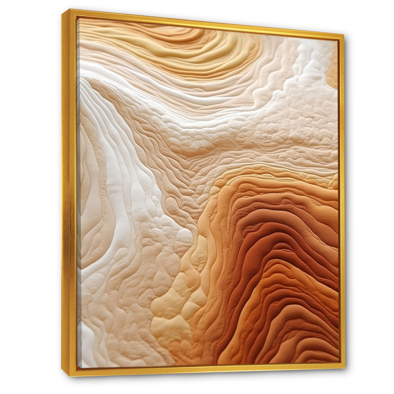 Sérénade orange et blanche, Cadre flottant doré, H 32 po x l 24 po x P 1 po