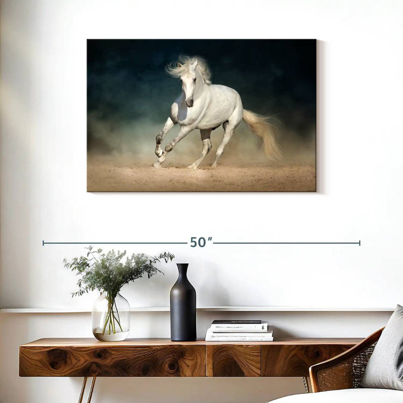 Brampt cheval dans la poussière, H 24 po x l 36 po