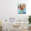 Bouquet in Green Striped Vase Framed Giclee, design by Petal Prints Design