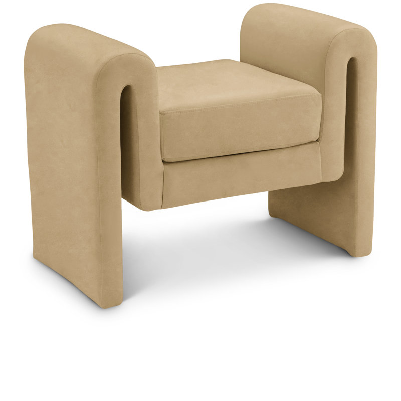 Banc rembourré Sloan, Velours brun clair