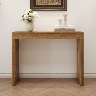 Table de bar en bois naturel de 50 po, sert de bureau, grande table à tiroirs avec grain, tiroirs à ouverture lisse, pieds pour plus de durabilité