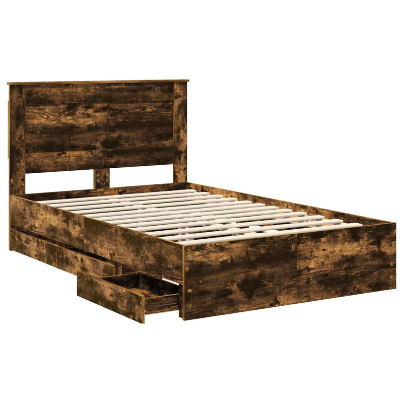 Bed, Small Double (4'), Smoked Oak