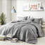 Édredon gris à pinces, 4 pièces, lavable à la machine, - étiqueté, avec coussin décoratif, avec motif tissé et 2 taies décoratives, rembourrage, preuve-120478576