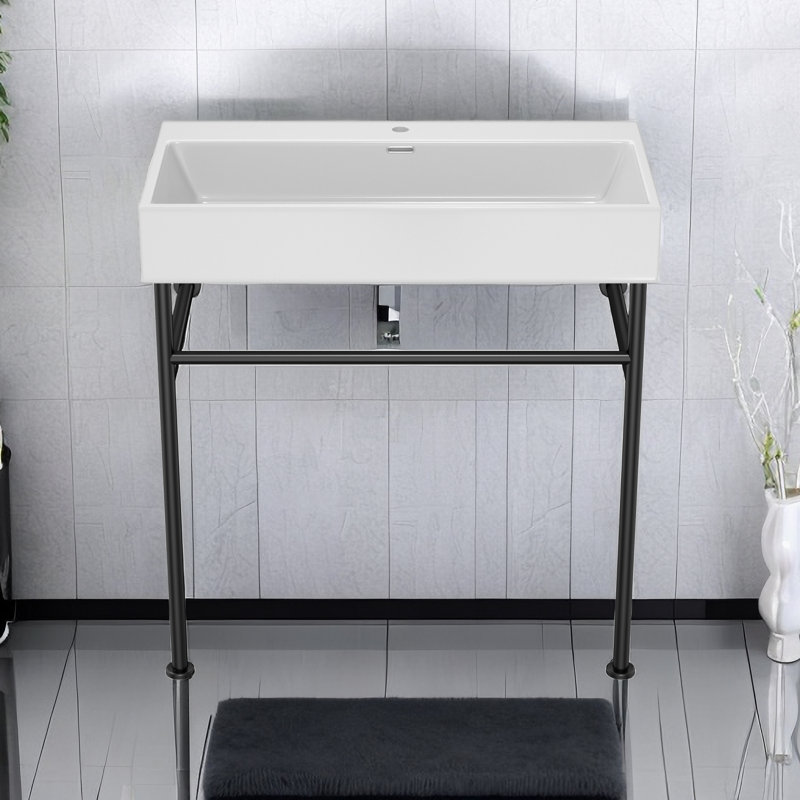 APRESSHUI 17'' Rectangular Bathroom Sink, Black