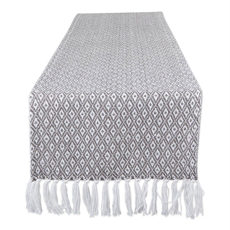 Anoka Geometric 100% Cotton Table Runner, Gray